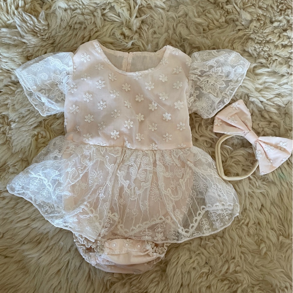 NWOT 12-18 Months Boho Baby Romper with Headband